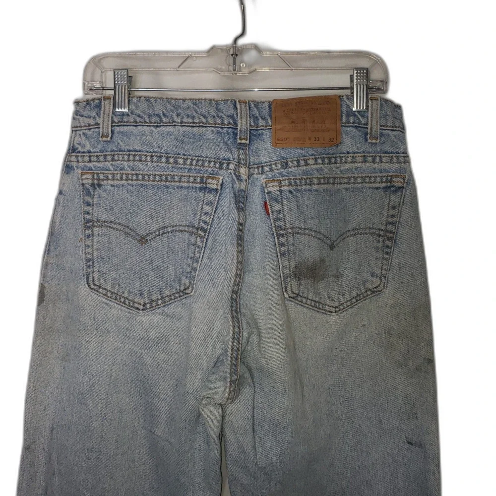 Vintage 90s LEVIS 550 Relaxed Fit Tapered Leg Denim Blue Jeans Mens Size W33 L32